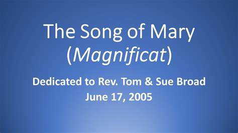 The Song Of Mary Magnificat Youtube