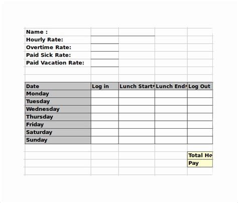 44 Bi Weekly Timecard With Lunch