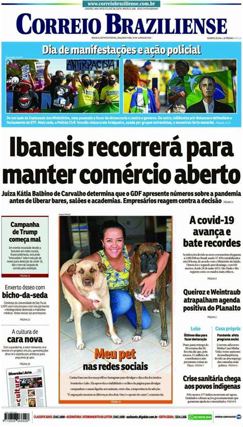 Confira A Capa Do Jornal Correio Braziliense Do Dia