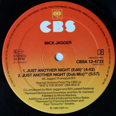 Mick Jagger Just Another Night Vinyl Pussycat Records