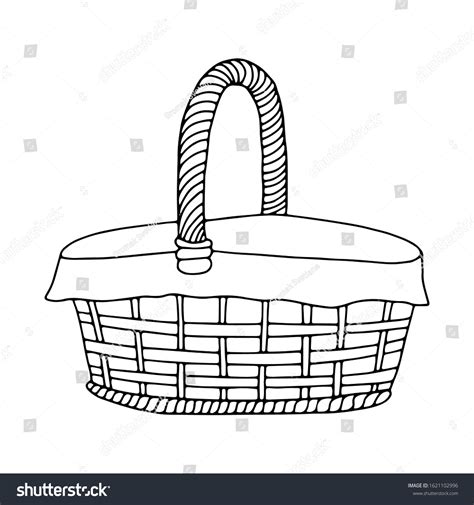 Handdrawn Wicker Basket Isolated On White Stock Vector Royalty Free