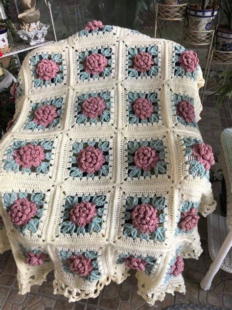 Roses In Bloom Afghan Made With Caron Simply Soft Acrylic Yarn