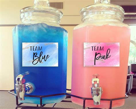 Gender Reveal Drink Labels Pink And Blue Watercolor Splash Etsy