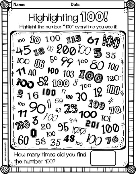 100th Day Worksheets Kindergarten
