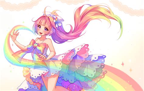 Rainbow Tears Art Print Kawaii Anime Girl Pastel Aesthetic Cute Manga