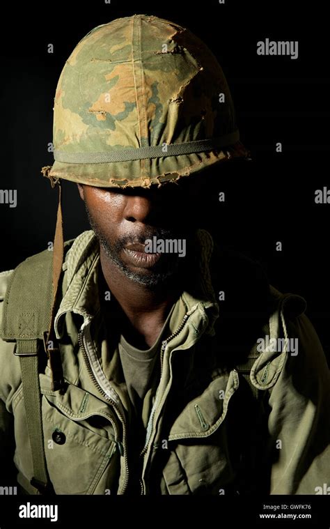 Portrait Of A Black American Gi From The Vietnam War Period With