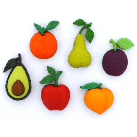 Veggies Produce Fruit Shank Back Craft Buttons Set Album Scrapbooking