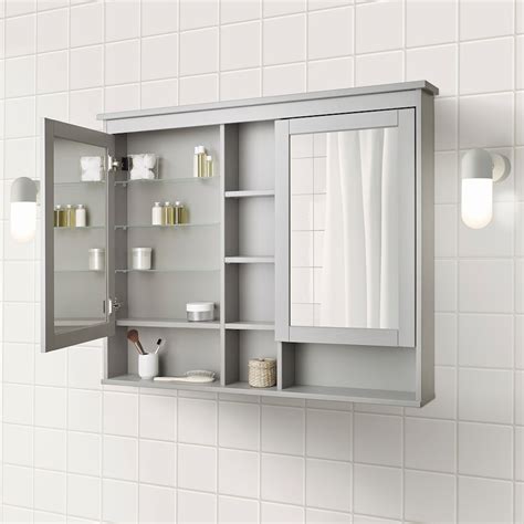 Hemnes Mirror Cabinet With 2 Doors Gray 47 14x38 58 Ikea