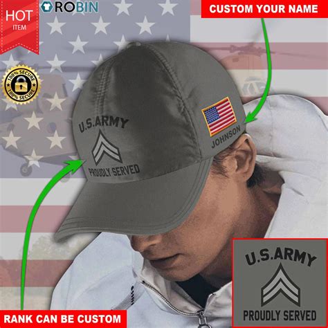 Personalized Name And Rank Us Army Distressed Hat Robinplacefabrics