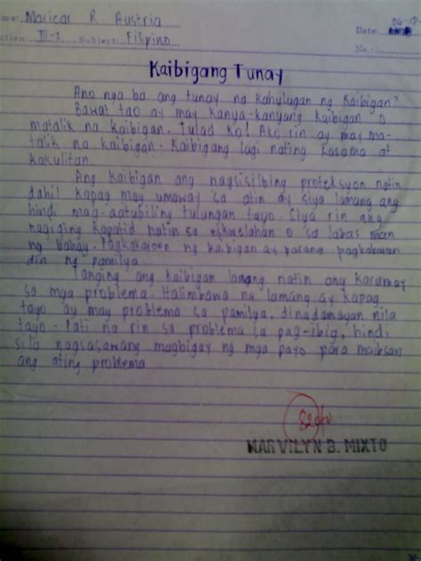 Tagalog Essay Tungkol Kay Kaibigan