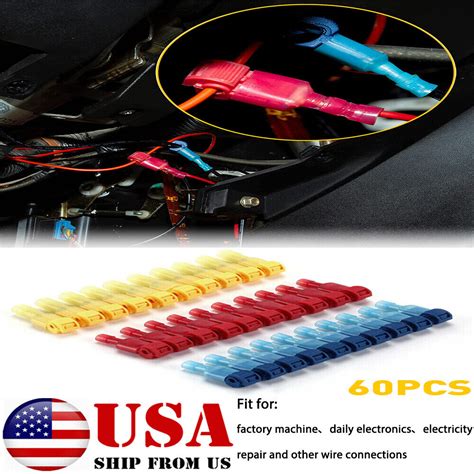60pcs T Taps Wire Terminal Connectors Insulated 22 10 Awg Quick Splice
