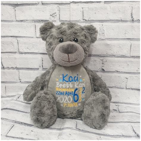 Personalised Teddy Bear Embroidered Baby Teddy New Baby Gift Full