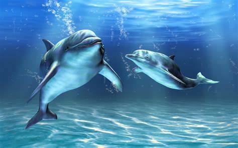 Dolphins Computer Art Wallpaper Hd For Mobile Phones And Laptops