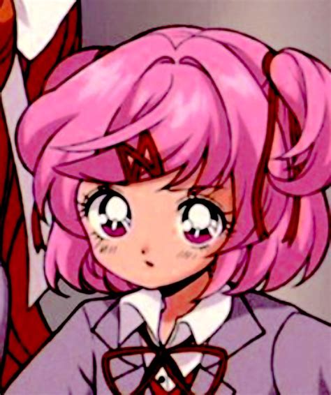 An Anime Character With Pink Hair And Big Eyes