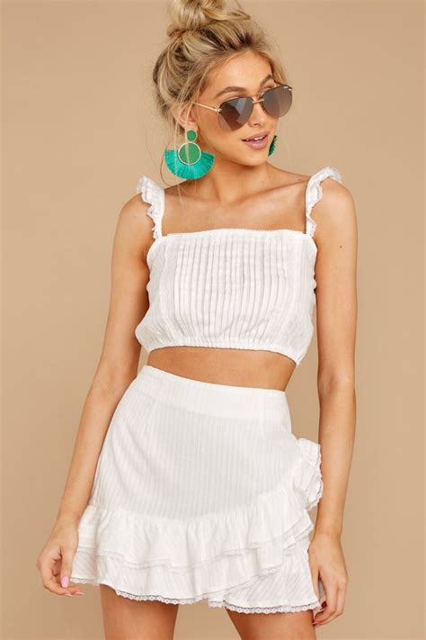 White Ruffle Two Piece Set Online Sale Up To 59 Off