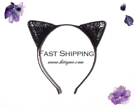 Black And Black Lace Cat Ears Headband By Jenniferminou On Etsy Cat Ears