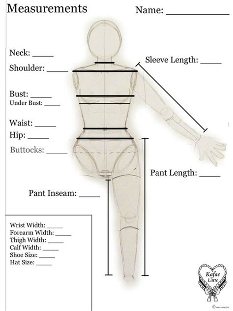 Sewing Measurements Template Downloadable And Instructions For