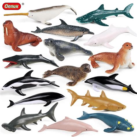 Oenux Small Sea Life Animals Dolphin Rays Whale Shark Model Action