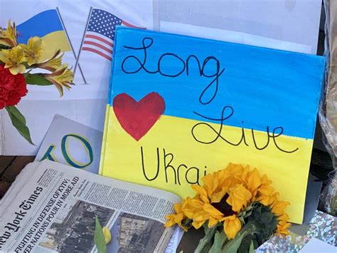 Photos Signs And Flowers Outside The Ukrainian Embassy Washingtonian
