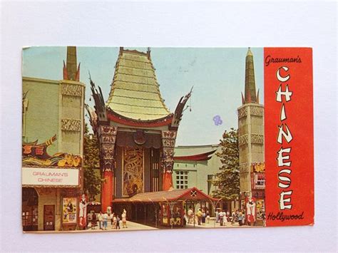 Vintage Graumans Chinese Theatre Hollywood Ca Postcard Etsy