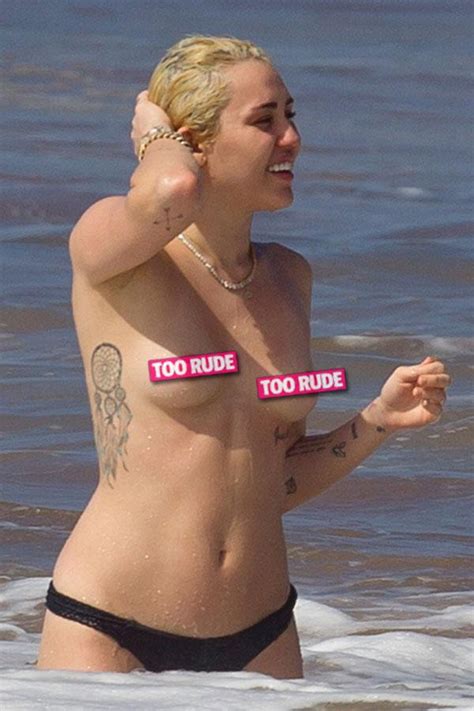 Bathing Boobies Miley Cyrus Goes Topless On Hawaiian Vacation With
