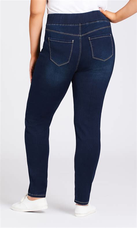 Plus Size Super Stretch Pull On Tall Length Dark Wash Skinny Jean