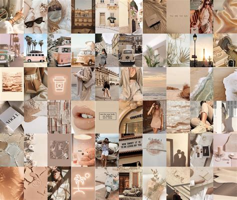 Boujee Aesthetic Wall Collage Kit Boho Cream Beige Collage Etsy