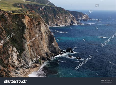 Cliffs Along The Big Sur Coast In Central California Stock Photo