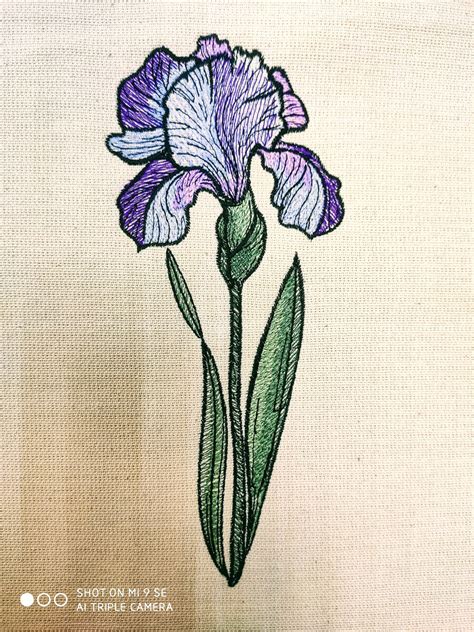 Iris Machine Embroidery Design Flower Machine Embroidery Etsy