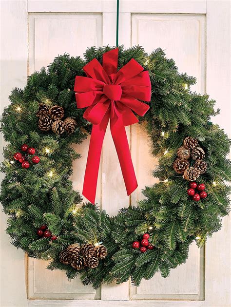 36 Inch Lighted Balsam Wreath Pre Lit Christmas Wreaths Holiday