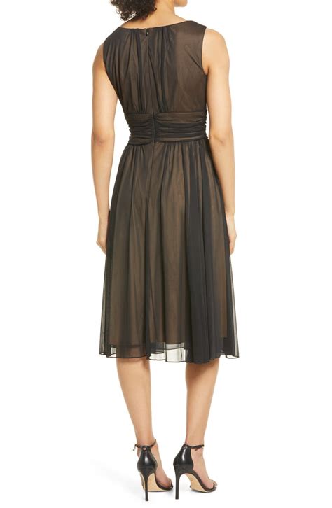 Connected Apparel Chiffon Overlay Fit And Flare Dress Nordstrom