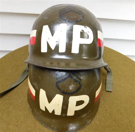 original 1950 s era u s army mp military police m 1 helmet and liner matched set 349 99 picclick