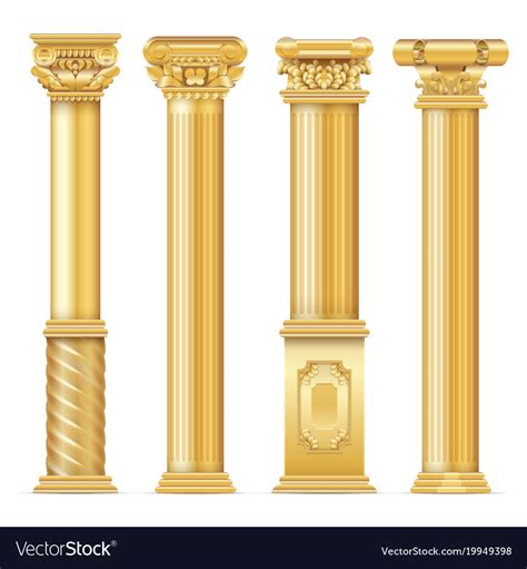 Classic Antique Gold Columns Set Royalty Free Vector Image