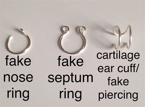 Set Of Three Fake Piercingsfake Nose Ringfake Septum Etsy Fake Nose Rings Fake Piercing
