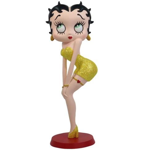 Betty Boop Classic Pose Gele Glitter Jurk Beeldje Fiftiesstorenl