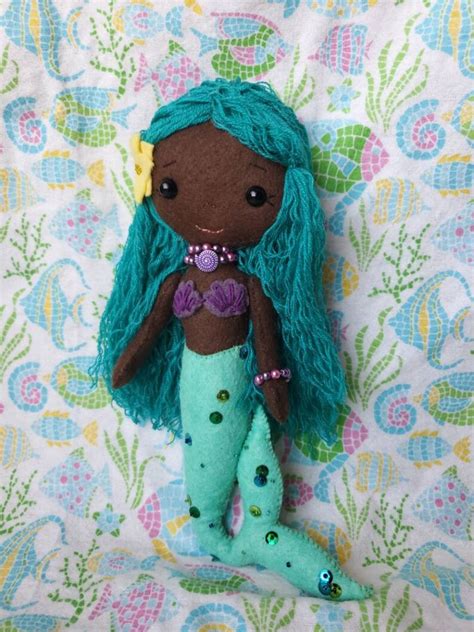 African American Mermaid Doll Mermaid Doll Felt Mermaid Etsy