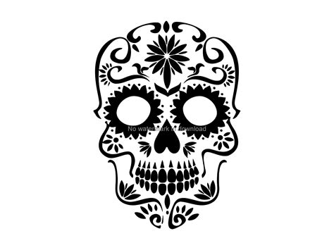 Sugar Skull Black And White Vector