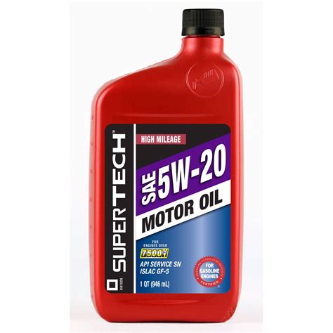 Super Tech High Mileage Sae 5w 20 Motor Oil 1 Quart