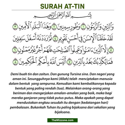 Kelebihan Surah At Tin Rumi Dan Terjemahannya The Mizzone