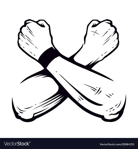 Crossed Hands Clenched Fists Royalty Free Vector Image
