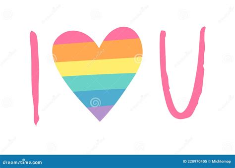 Vector Flat Illustration Rainbow Cartoon Pride Colorful Drawing Lgbtq