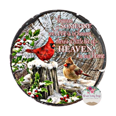 Cardinal In Heaven Christmas Sign Round Christmas Sign Wreaths Wreath