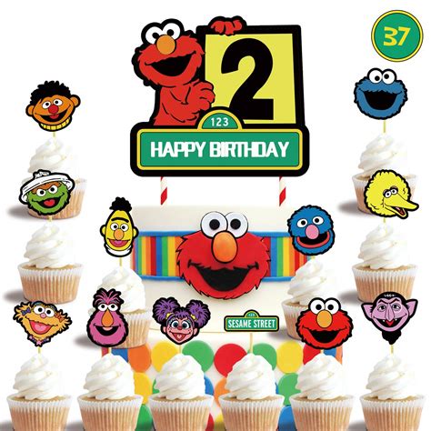Buy 2nd Elmo Cake Topper Cupcake Toppers Set Happy Birthday Cake