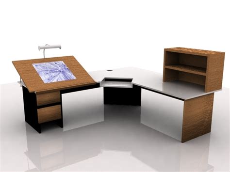 3d Model Desk Cad L