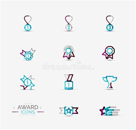 Award Icon Set Logo Collection Stock Vector Illustration Of Line