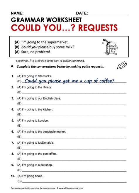 Making Requests Free Handouts And Activities