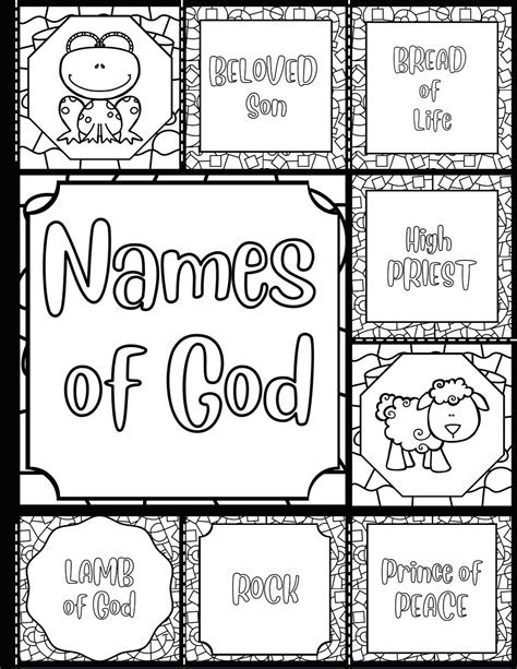 Names Of God Printable Bible Coloring Prayer Coloring Bible Etsy