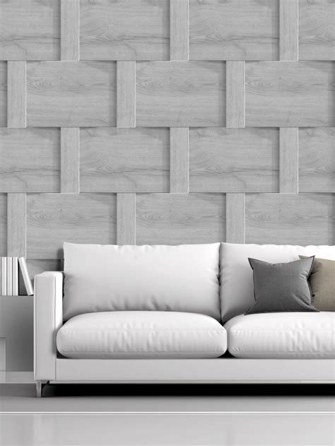 Harrow Weave Wood Panel Wallpaper Grey Debona 6739 In 2021 Woven Wood