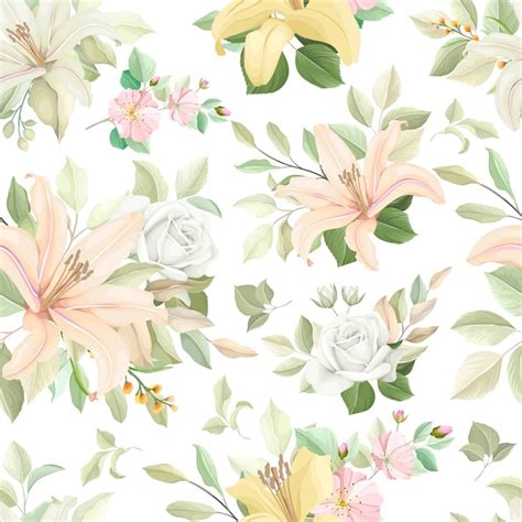 Free Vector Floral Seamless Pattern With Soft Color