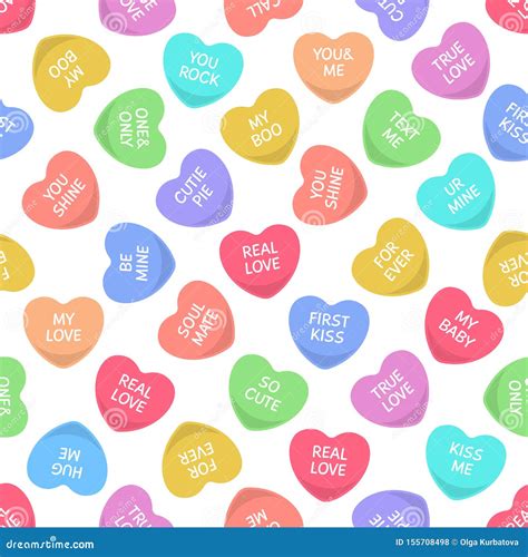 Candy Seamless Hearts Pattern Colorful Heart Candies Sweets For